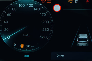 Detailed close up view of speedometer, front panel