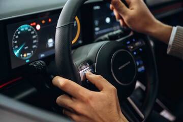 Man is sitting in car, detailed view