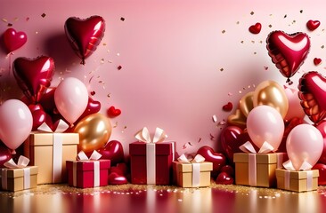 gift box with balloons