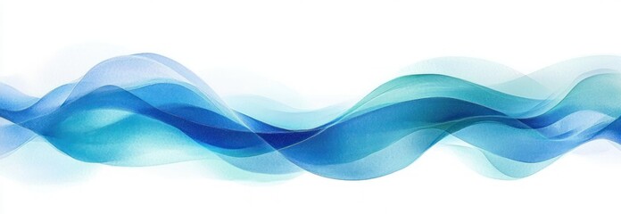 Fototapeta premium Watercolor Illustration of Waves and Flowing Water in Blue and Green