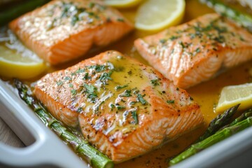 Baked salmon asparagus lemon recipe dish