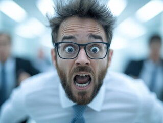 Obraz premium shocked businessman with mouth open and eyes wide