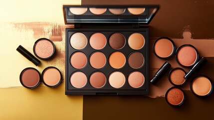 Elegant Makeup Palette with Warm Tones and Smooth Textures