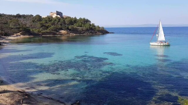 Beach of Alycastre in Porquerolles, South of France