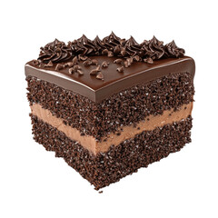 Delicious Chocolate Cake Slice with Rich Chocolate Frosting and Crumbs