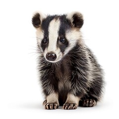 Obraz premium Isolated badger cutout on a pure white background for clear visual presentation and design use