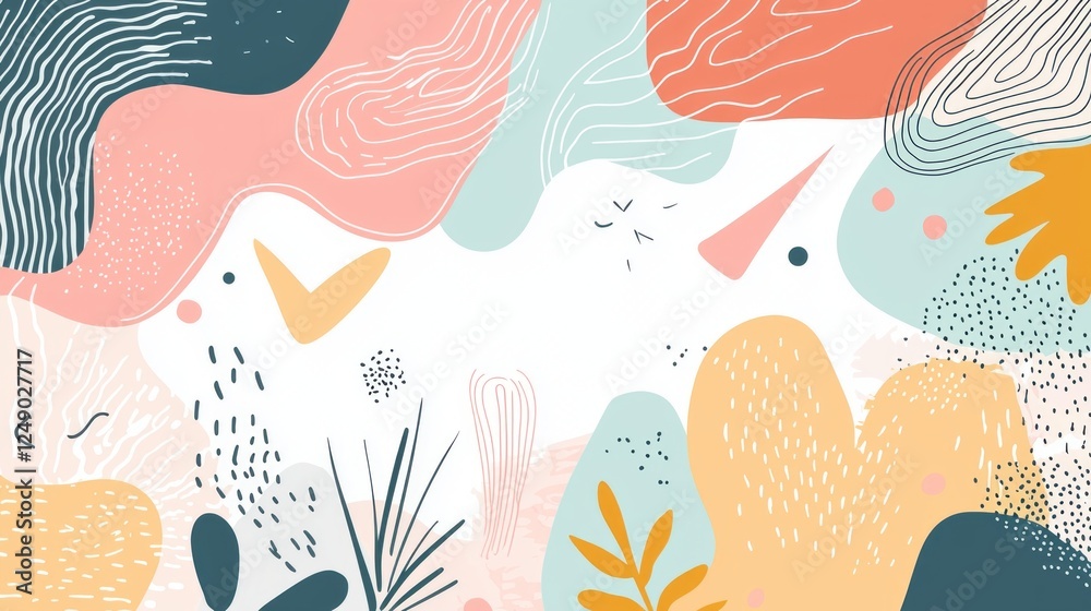 Poster this artistic backdrop features an assortment of hand-drawn shapes and whimsical doodles set against