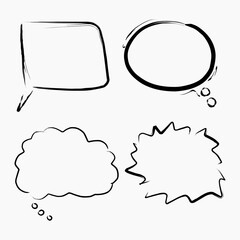 Artistic Hand-Drawn Speech Bubble Doodle Set for Comic Dialogs