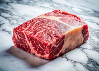 Exquisite Raw Wagyu Beef Roast on Pristine White Background &ndash; Gourmet Meat Photography