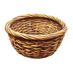 Obraz premium A decorative woven basket featuring a rounded shape and a twisted rim design.