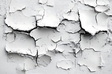 Obraz premium Detailed Close-up of Cracked White Painted Surface