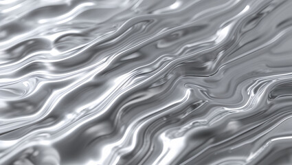 Fluid Metallic Silver Waves with a Smooth and Elegant Flow for Stylish and Contemporary Design Concepts