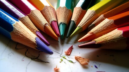 Naklejka premium Colored pencils are vibrant, versatile, and essential tools for artists, students, and hobbyists alike. They are lightweight, portable, and easy to use, making them ideal for sketching, shading, and d