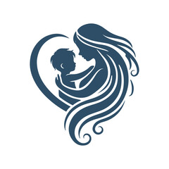 Mother and Baby Within a Heart – Mother’s Day Silhouette Design