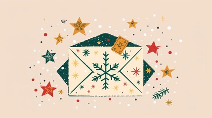 Charming Christmas Envelope with Decorative Snowflakes Adorned for the Perfect Holiday Greetings