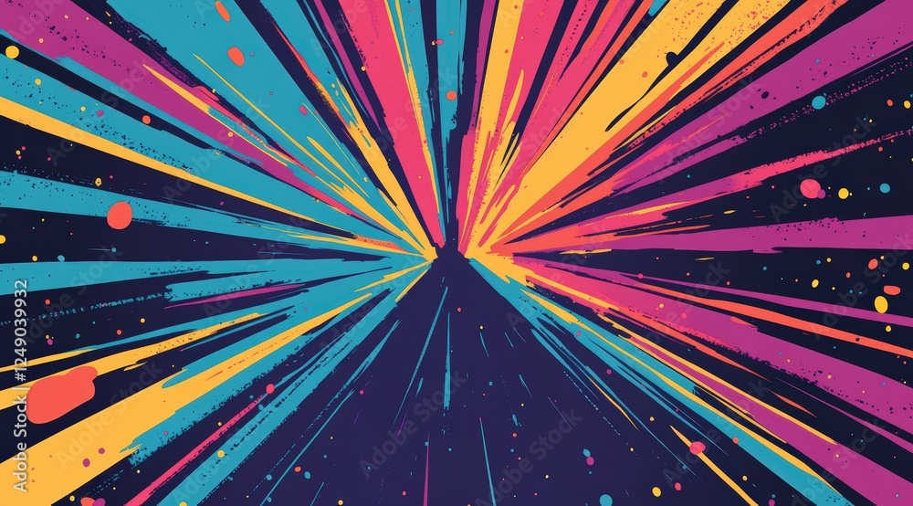Poster vibrant burst of colors with rays and lines creating an energetic and dynamic visual experience for 