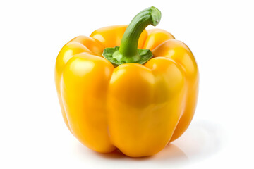 Vibrant Yellow Bell Pepper: A single, ripe yellow bell pepper, showcasing its smooth skin and vibrant color, sits on a reflective surface.