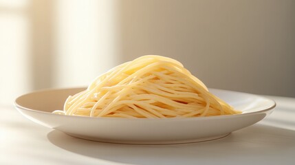 food texture concept. Plate of spaghetti with soft lighting and a minimalistic background.