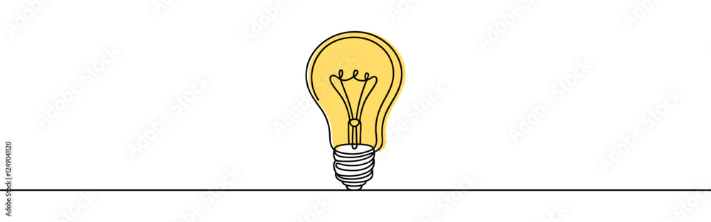 Wall mural light bulb continuous one line drawing. lightbulb in simple linear style. idea, brainstorm concept. 