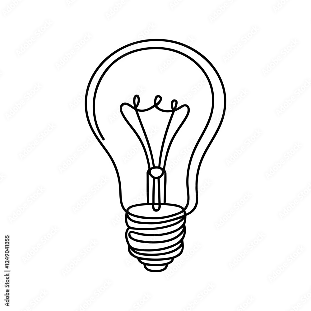 Wall mural light bulb continuous one line drawing. lightbulb in simple linear style. idea, brainstorm concept. 