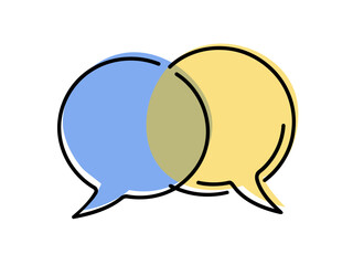 Speech bubbles continuous one line drawing. Dialogue, chat sign in simple linear style. Vector illustration.