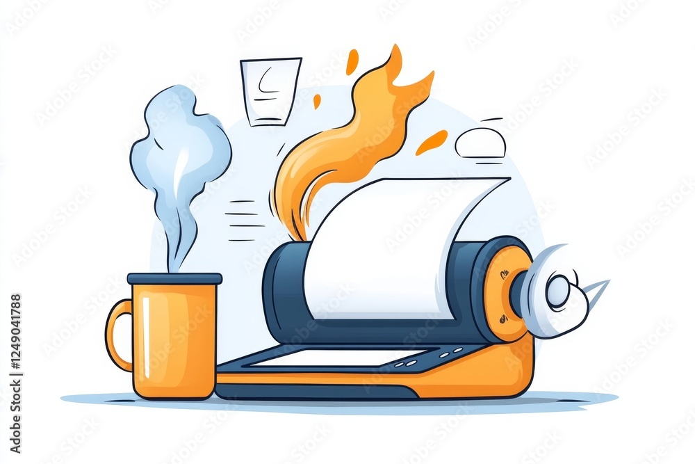 Poster A clean minimalist icon of a printer with a single sheet of paper emerging, symbolizing printing in progress