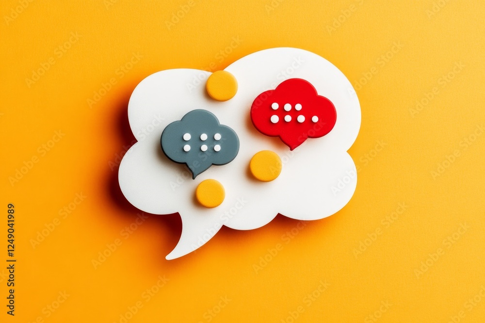 Poster A clean minimalist icon of a speech bubble with three dots inside, symbolizing a discussion topic