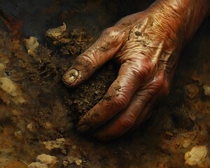Aged hand gently holds earth in a loving embrace