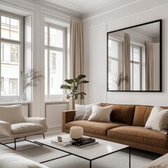 Cozy Modern Living Room with Natural Light and Elegant Decor