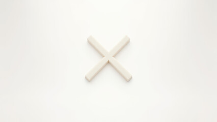 A minimalist cross art piece on a wall.