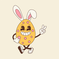 Groovy Easter Egg Bunny with Colorful Retro Design