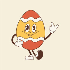 Groovy Easter Egg with Colorful Retro Design