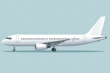 Obraz premium Modern White Airplane on a Light Pastel Background