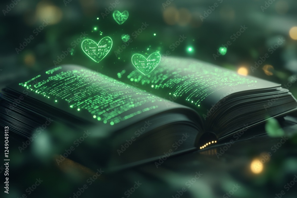 Poster a high-tech futuristic digital library where glowing holographic books float in mid-air, accessible 