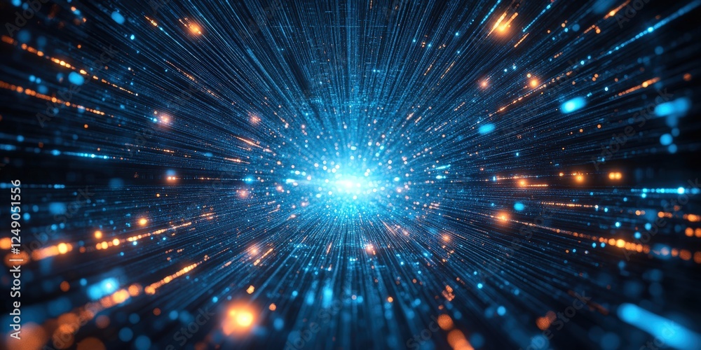 Poster abstract background of blue light and speed with blurred effect capturing dynamic motion in digital 