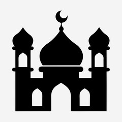 Minimalist Mosque Silhouette Vector Design.