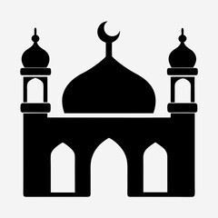 Minimalist Mosque Silhouette Vector Design.