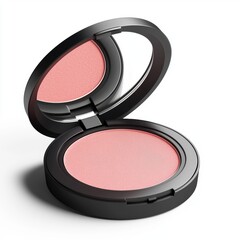blush compact in a soft pink shade, isolated on white