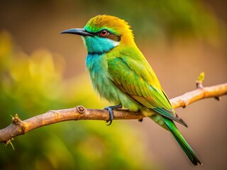 Fototapeta premium Green Bee-Eater Bird in Natural Habitat - Wildlife Photography