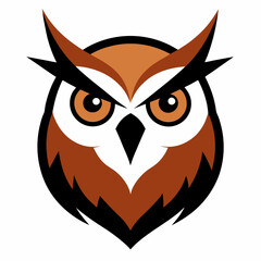 Horned Owl Head Vector Illustration – Detailed Line Art for Printable Designs