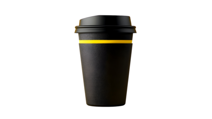 A stylish black takeaway coffee cup with a yellow accent, perfect for cafes and branding. The insulated design helps keep drinks warm for longer periods.

