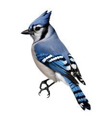 A blue jay with striking blue and black markings on a transparent background PNG 