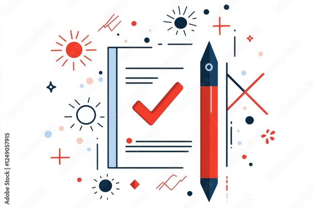 Poster A simple, clean icon of a document with a checkmark, symbolizing organized distribution