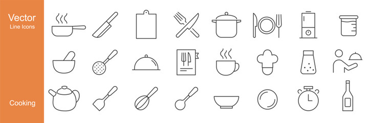 Cooking Icons - Vector Line. Editable Stroke.