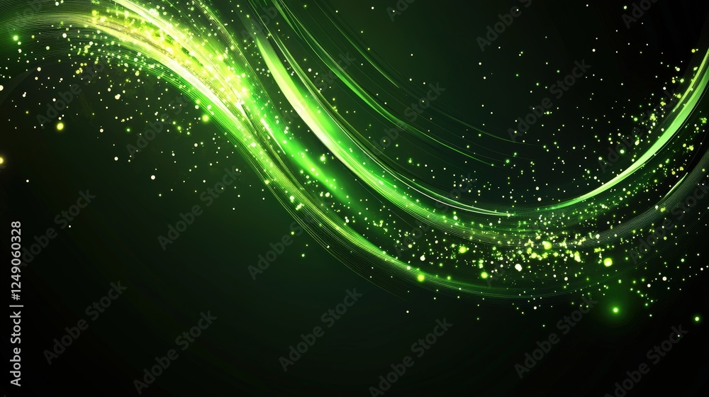 Poster abstract green background with glowing lines and light effects perfect for design projects and creat