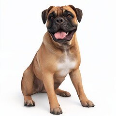Obraz premium Realistic 3D Bullmastiff Dog with Open Mouth and Tongue Out
