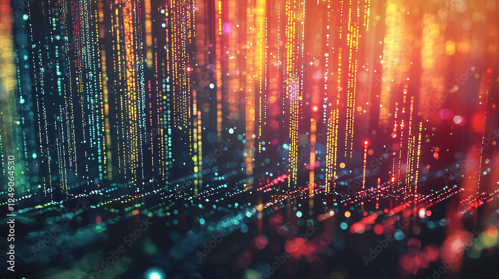Poster digital data streams with vibrant colors and patterns