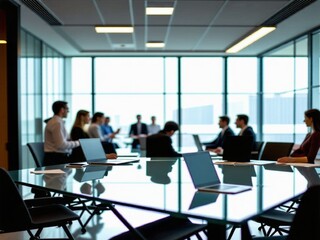 Fototapeta premium Business Presentation: Corporate Strategy, Leadership, Marketing, Finance, Growth, and Innovation Trends