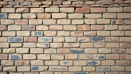 Obraz premium Vintage brick wall texture. Panoramic background of old stone, hyperrealism. with white shades