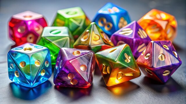 Isometric View of D4, D6, D8, D10, D12, and D20 Polyhedral Dice for Tabletop Games